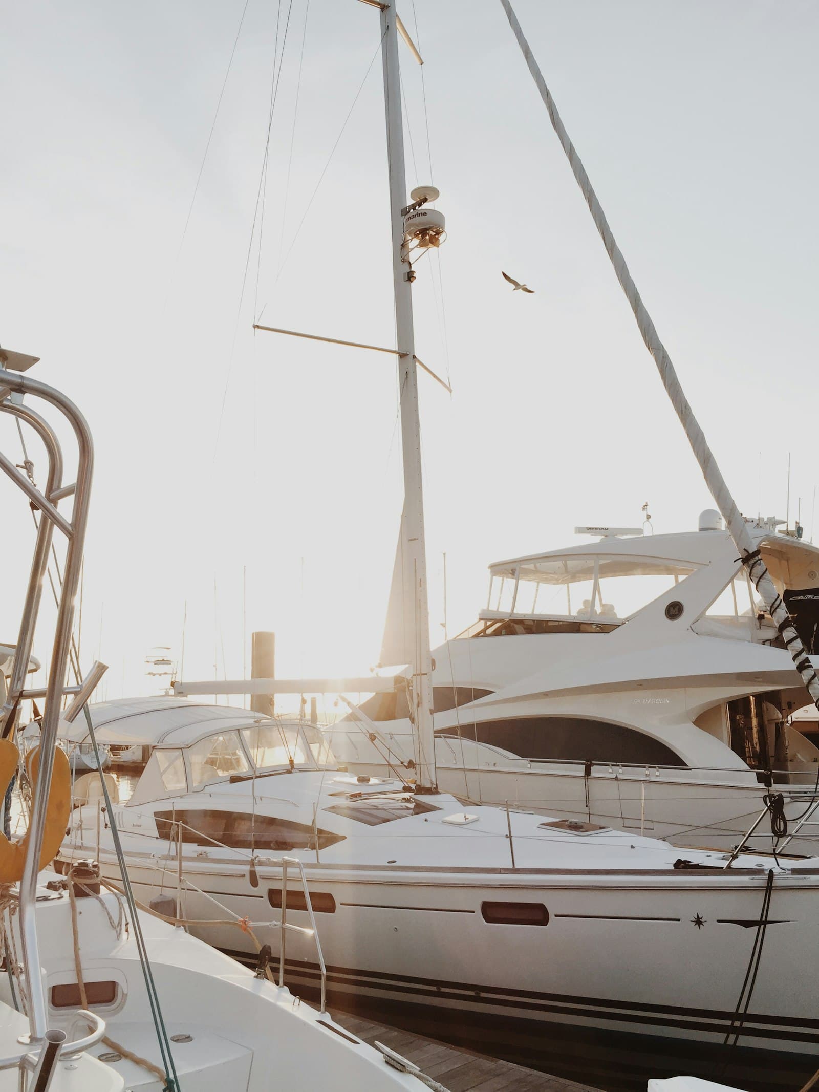 Marina at golden hour where the refit was completed
